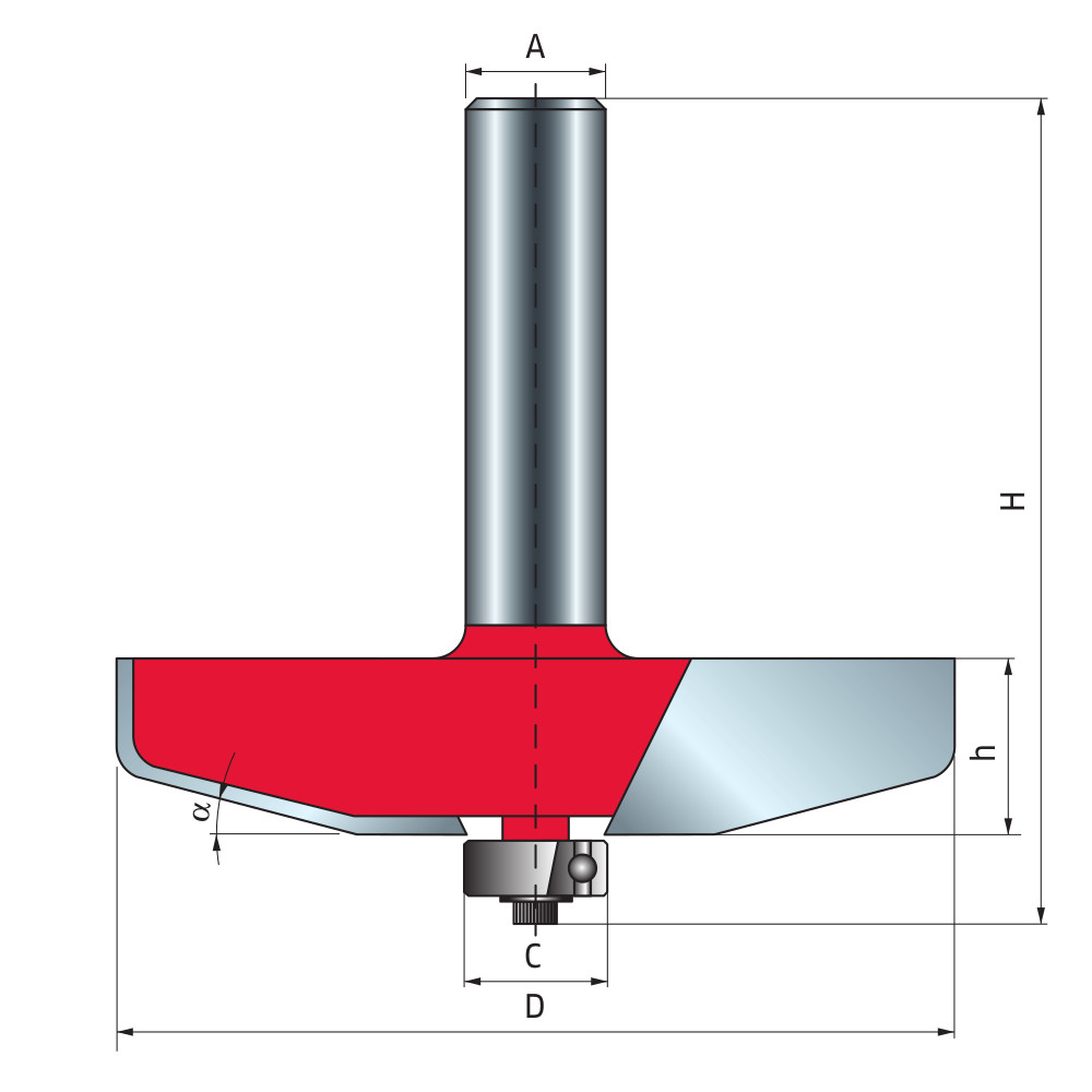 Fresa con cuscinetto per specchietti di antine in legno raggio 4.8 mm