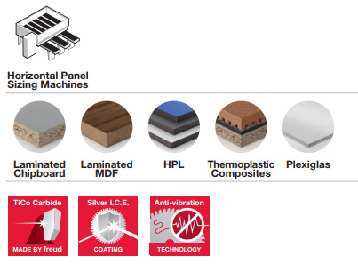 LSBX-FREUD blade for chrome-plated panel saw for cutting panels in packs